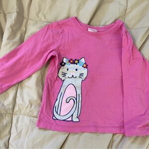 Hanna Andersson Pink Long Sleeve Tee with Cat Design
